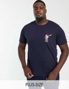 Brave Soul Plus dabbing santa pocket detail t-shirt-Navy