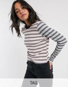 Brave Soul Tall daly long sleeve top in yarn dyed stripe-Multi