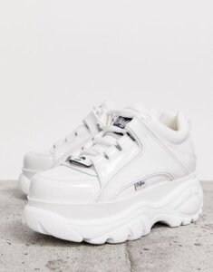 Buffalo London classic lowtop sneakers in white patent