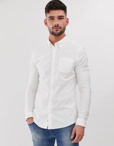 Burton Menswear long sleeve oxford shirt in white