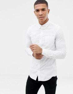 Burton Menswear skinny oxford shirt with stretch-White