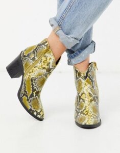 Call It Spring by ALDO Cecily heeled western ankle boot in yellow snake