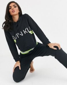 Calvin Klein Hazard neon logo hoodie in black