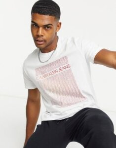 Calvin Klein Jeans gradient box crew neck t-shirt in white