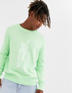 Carrots knitted logo sweater in sage-Green