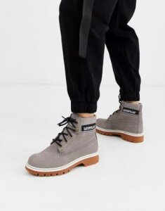 CAT corduroy suede lace up boots in gray