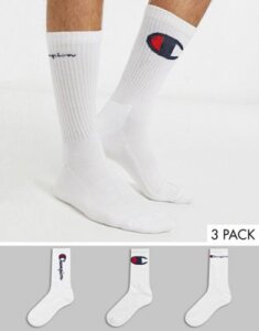 Champion 3 pack logo socks in white