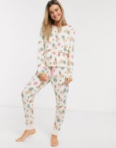 Chelsea Peers doughnut dog print pajamas-Multi