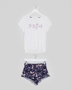 Chelsea Peers t-shirt and short woodland print pyjama set-Multi