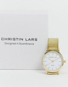 Christin Lars slim watch in gold with white dial