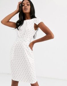 Closet capped sleeve polka dot dress-White