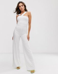 Club L London jumpsuit with hardware back detail in white