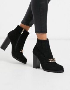 Co Wren block heeled boots with chain detail-Black