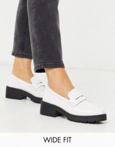 Co Wren Wide Fit chunky flat loafers in white