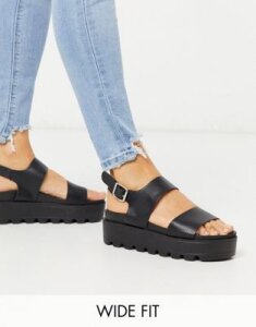 Co Wren Wide Fit chunky sole sandals in black