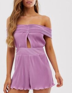 Collective The Label bandeau romper with knot front in lilac-Purple