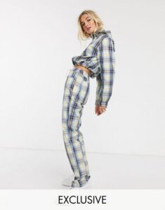 COLLUSION high waist check pants two-piece-Yellow