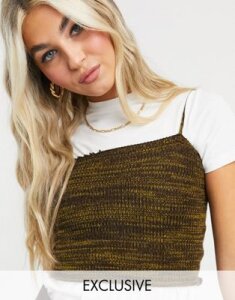 COLLUSION knitted bralet in brown