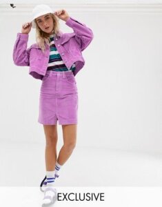 COLLUSION mini skirt in cord-Purple