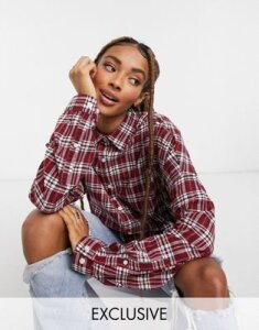 COLLUSION oversized shirt in red plaid