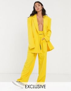 COLLUSION paperbag waist pants with toggle in yellow