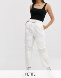 COLLUSION Petite high waisted pocket pants-White