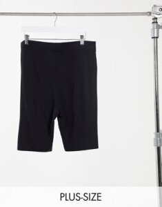 COLLUSION Plus high waist legging shorts-Black