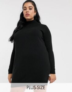COLLUSION Plus roll neck sweater dress-Black