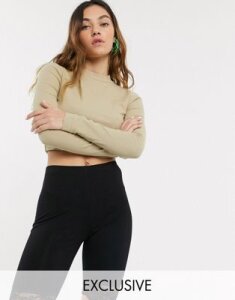 COLLUSION rib long sleeve t-shirt in beige