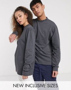COLLUSION Unisex long sleeve t-shirt in charcoal-Gray
