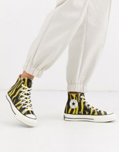 Converse Chuck 70 Hi Yellow Zebra Print Sneakers