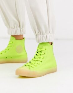 Converse Chuck Taylor Hi Leather Neon Yellow Sneakers