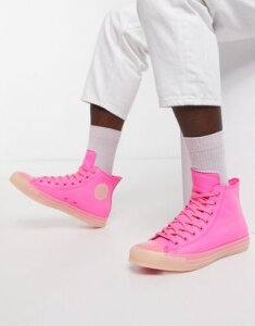 Converse Chuck Taylor leather sneakers in neon pink