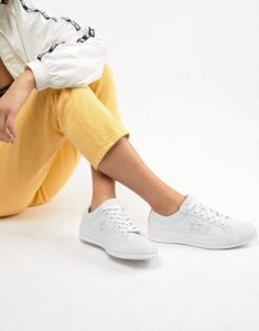 Converse One Star white monochrome leather sneakers