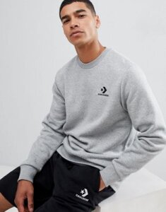 Converse star chevron sweat with embroidered logo in gray