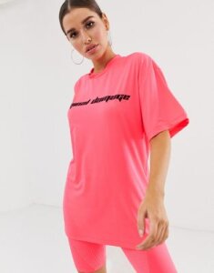 Criminal Damage oversized t-shirt with logo in neon-Pink