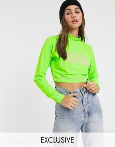 Crooked Tongues crop top with seam detail-Green