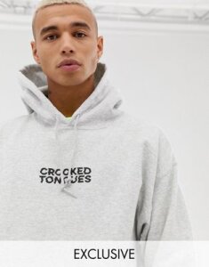 Crooked Tongues hoodie with logo print in gray