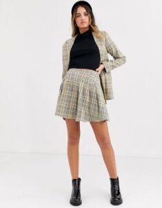 Daisy Street pleated mini skirt in check two-piece-Multi
