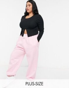 Daisy Street Plus coordinating relaxed sweatpants with yin yang embroidery in pastel-Pink