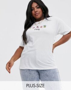 Daisy Street Plus relaxed t-shirt with fruity print-White