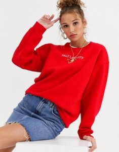 Daisy Street relaxed sweatshirt with salt lake city graphic-Red