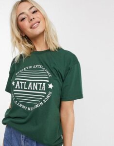 Daisy Street relaxed T-Shirt With Atlanta Print-Green