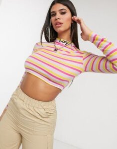 Daisy Street striped high neck top with baby embroidery-Multi