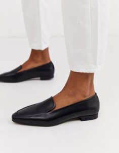 Depp black soft leather flat shoes
