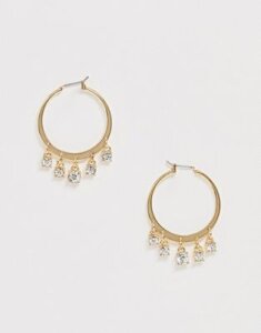 DesignB London gold hoop earrings with crystals