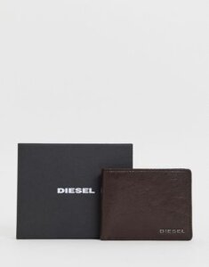 Diesel leather logo coin wallet in brown