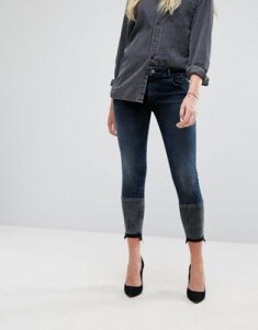 DL1961 Florence Crop Skinny Jean with Contrast Wash Hem Detail-Blue