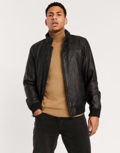 Dockers faux leather carson bomber jacket-Black