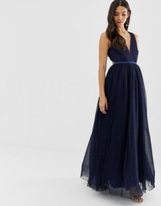 Dolly & Delicious plunge front prom maxi dress in navy